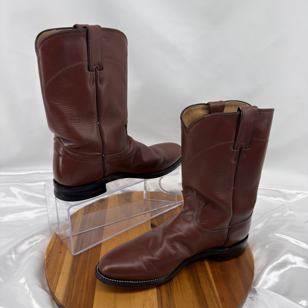 Justin Boots Womens 8.5 B Brown Leather Regular Fit 3404 Western Round Toe Boho